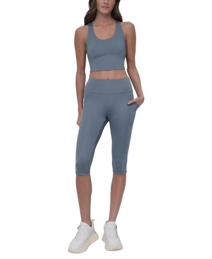 DKNY Sport Womens Capri Leggings Pant, Ash Blue - S