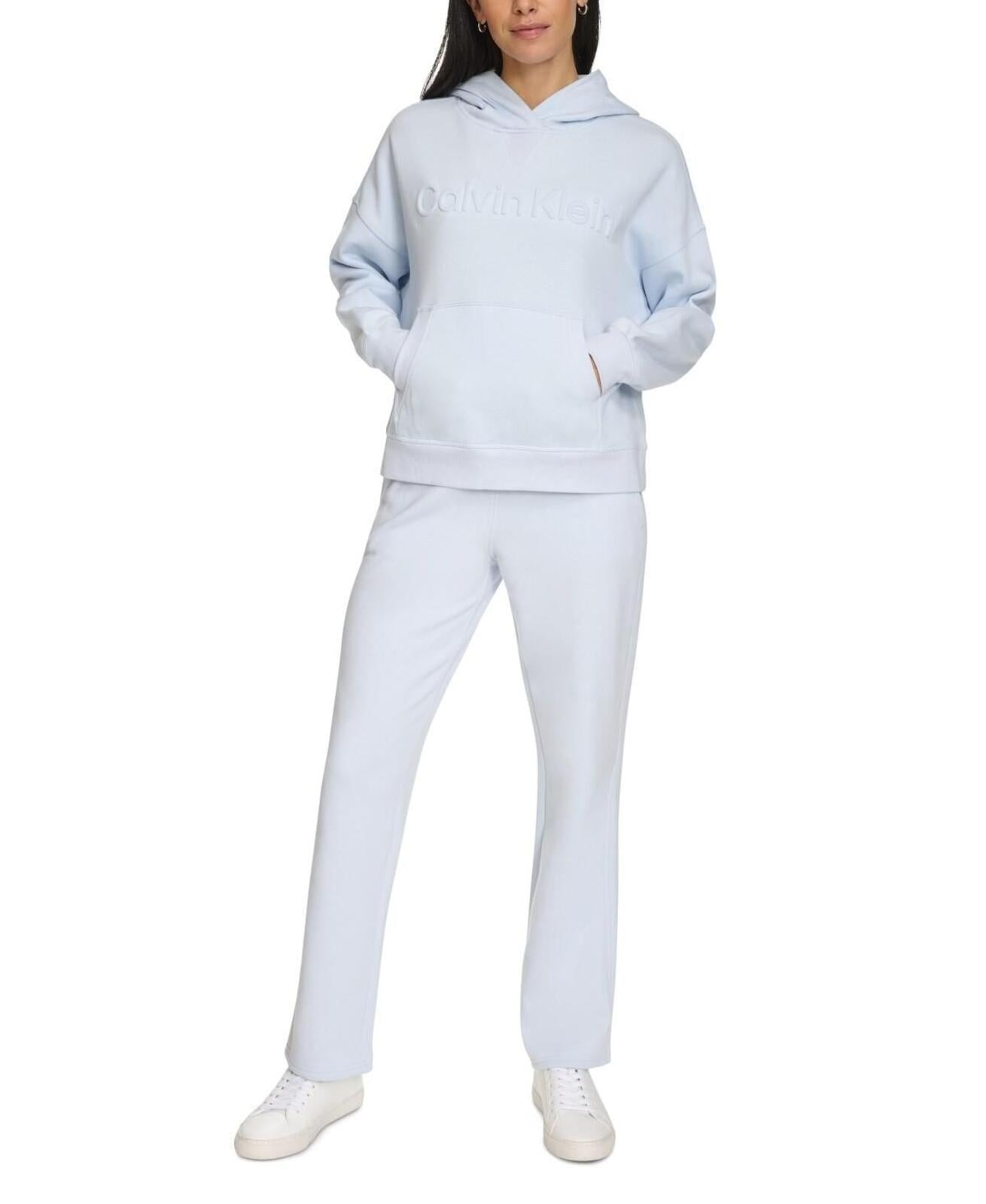 Calvin Klein Women's Fleece Embossed Logo Pullover Hoodie - Spray