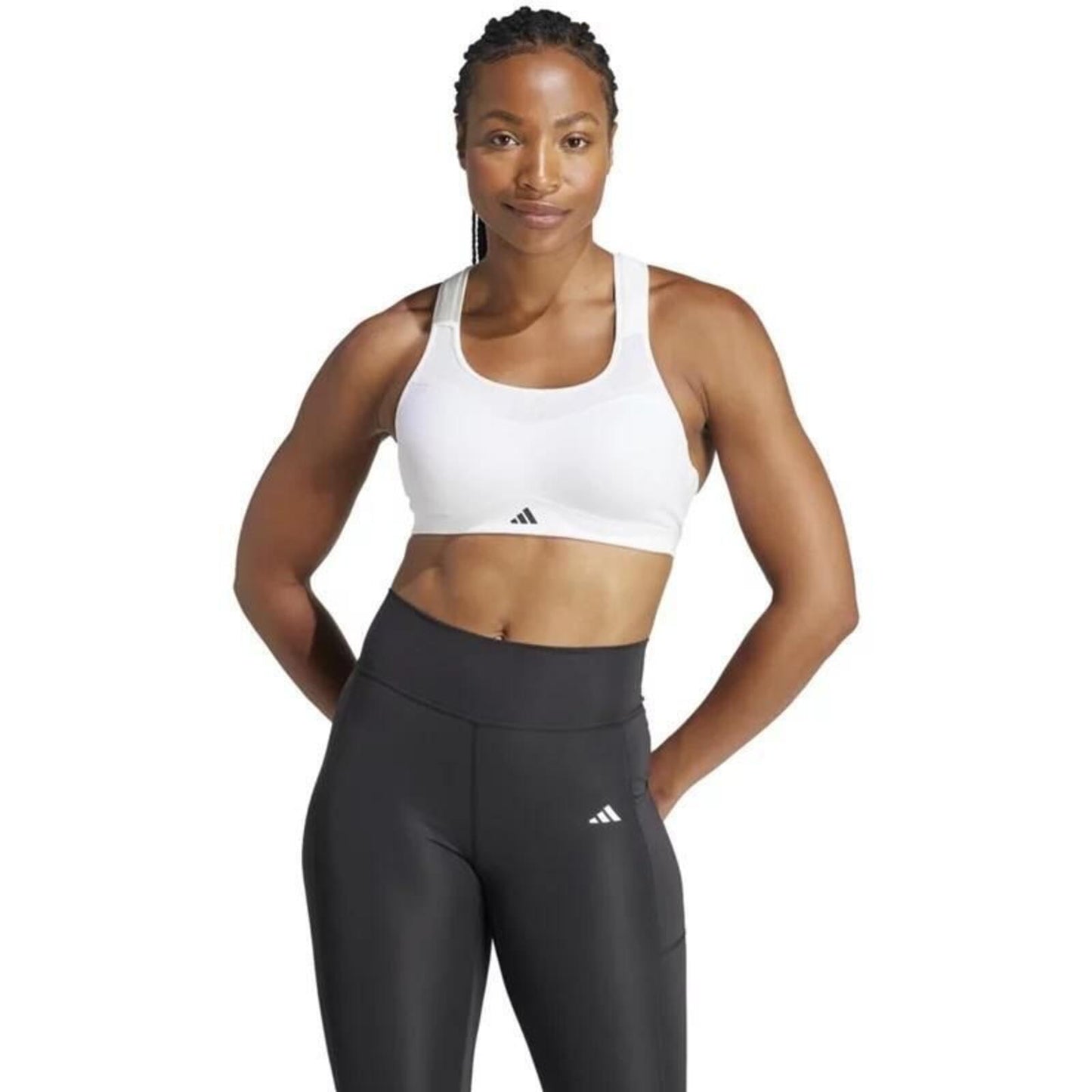 Adidas Women's TLRDIM High Support Sports Bra White - XL A/B Cup