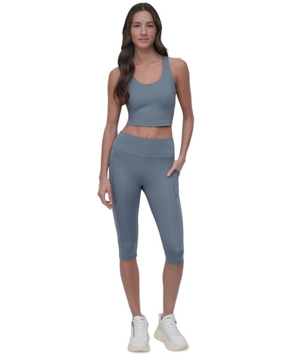 Dkny Sport Women's Balance Compression Cropped Tank Top - Blue Fog