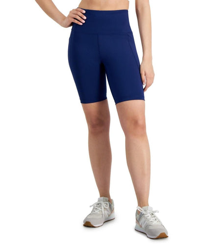 ID Ideology Women's High-Rise Compression Shorts - Tartan Blue