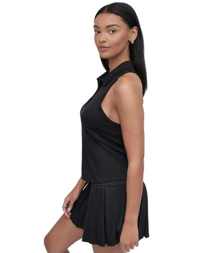 DKNY Sport Polo - Womens Racer Back, Black - S