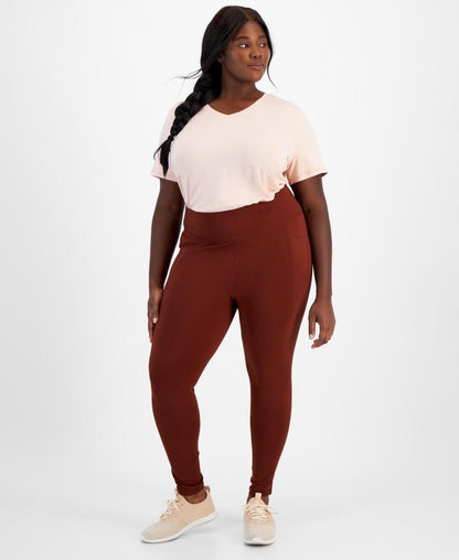 ID Ideology Plus Size Stretch Full-Length Leggings - Deep Burgundy