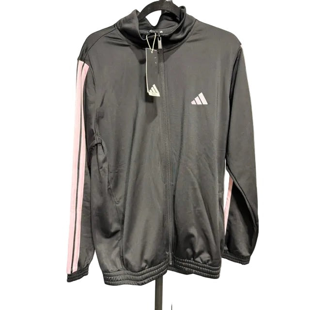 adidas Womens Multi Sprt Track Zip Up - 3 Stripe - Black/Pink XL