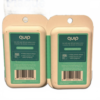 quip Rev 360 Oscillating Brush Heads - 4 Pack (2 Packs of 2) Soft Black Bristle