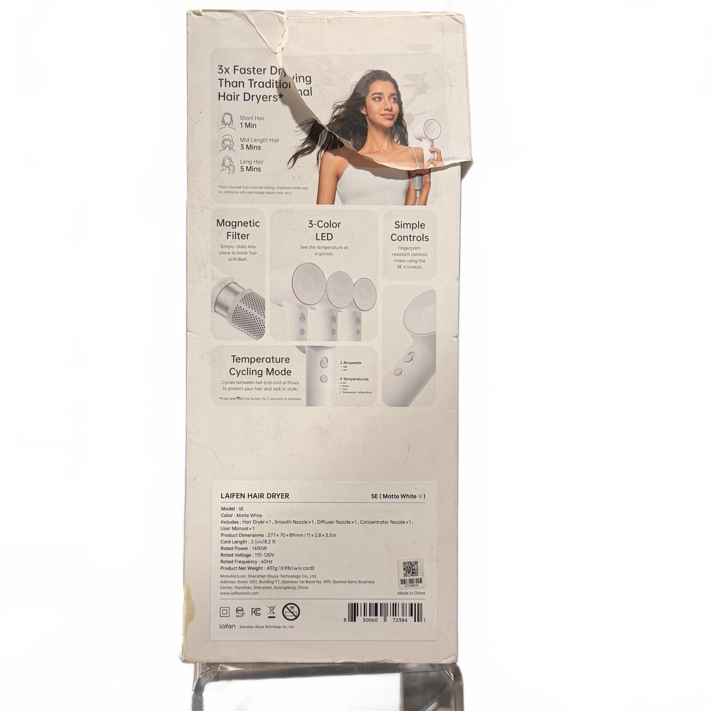 Laifen SE Hair Dryer - White - 1400 Watts