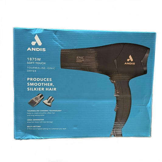 Andis Pro Dry Soft Grip Tourmaline Ionic Ceramic 1875W Hair Dryer - Black