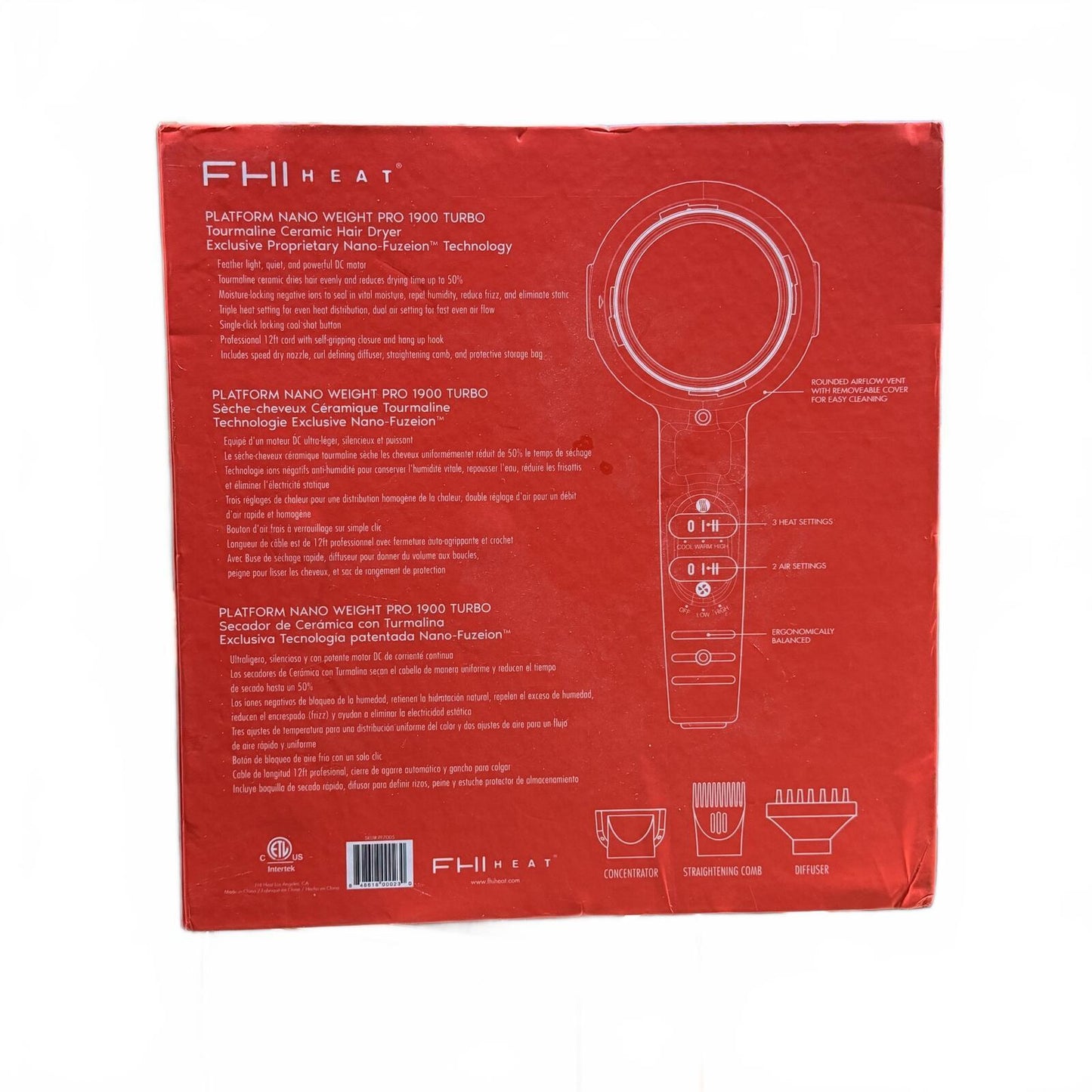 FHI Heat Platform Nano Light Pro 1900 Turbo Tourmaline Ceramic- Black