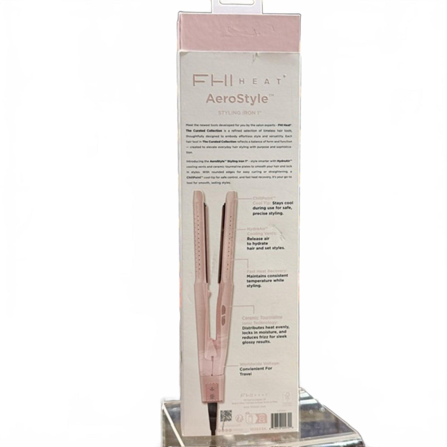 FHI Heat AeroStyle Ultimate Styling Flat Iron - Light Pink - 1"x1": Ceramic, Tourmaline, All Hair Types, 4 Heat Settings