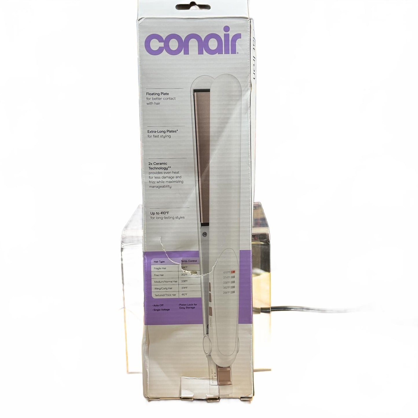 Conair Double Ceramic Flat Iron - 1": Hair Styling, All Hair Types, 410 Max Heat