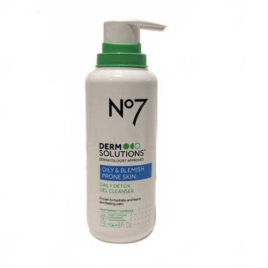 No7 Derm Solutions Detox Gel Cleanser - Oily and Blemish Prone - 8oz New