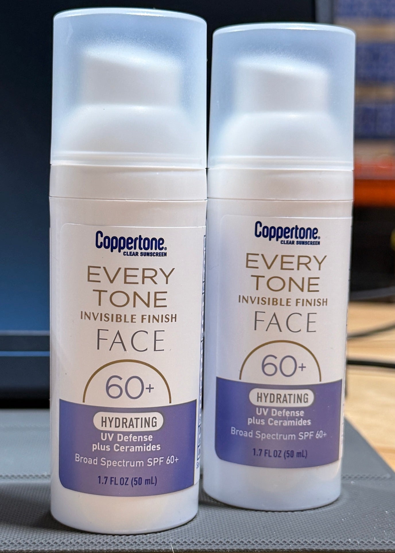 2 pack Coppertone Every Tone Invisible Finish FACE SPF 60+ Hydrating UV + ceramides - Exp 11/2026