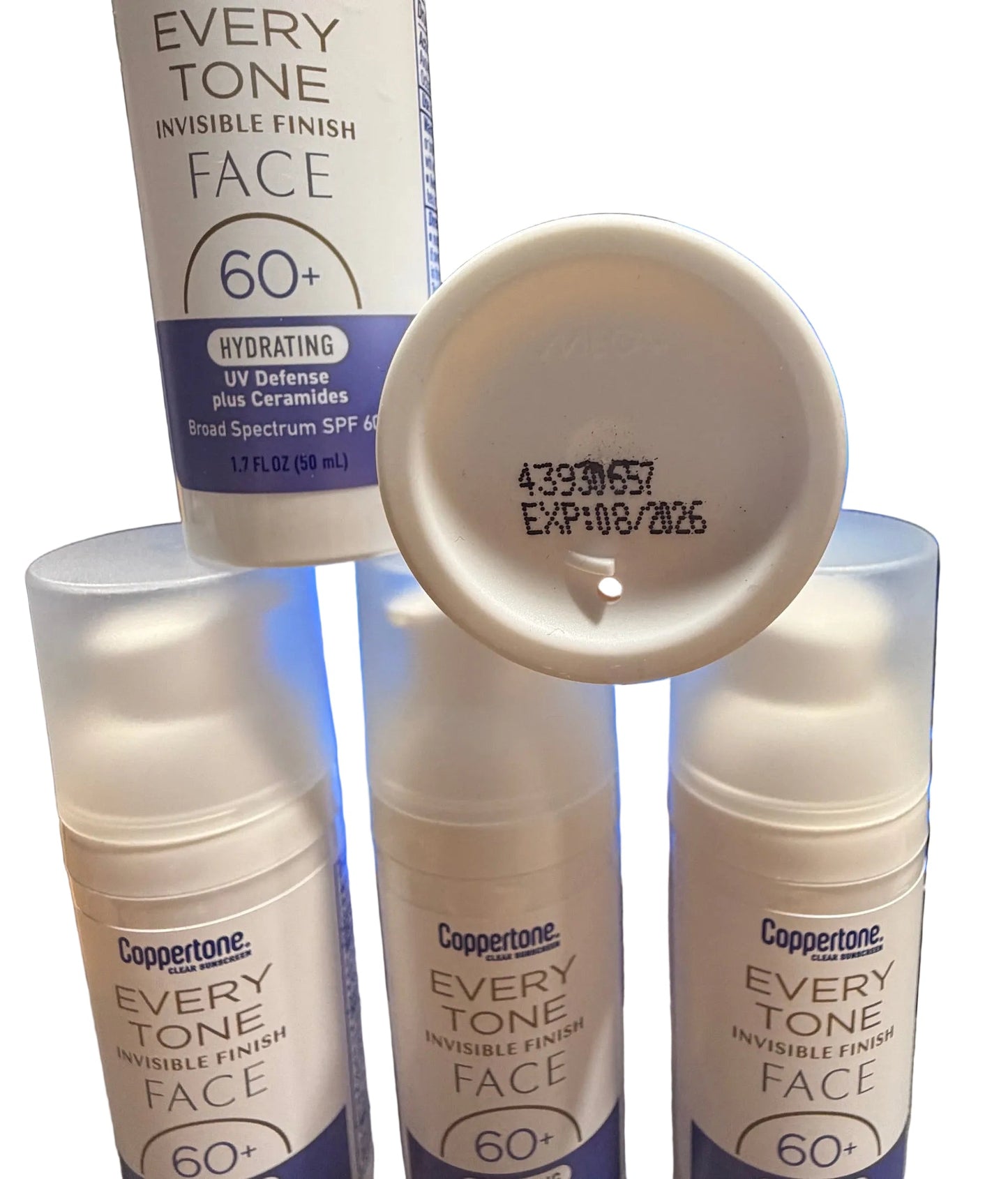 5 pack Coppertone Every Tone Invisible Finish FACE SPF 60+ Hydrating UV + ceramides - 9/2026