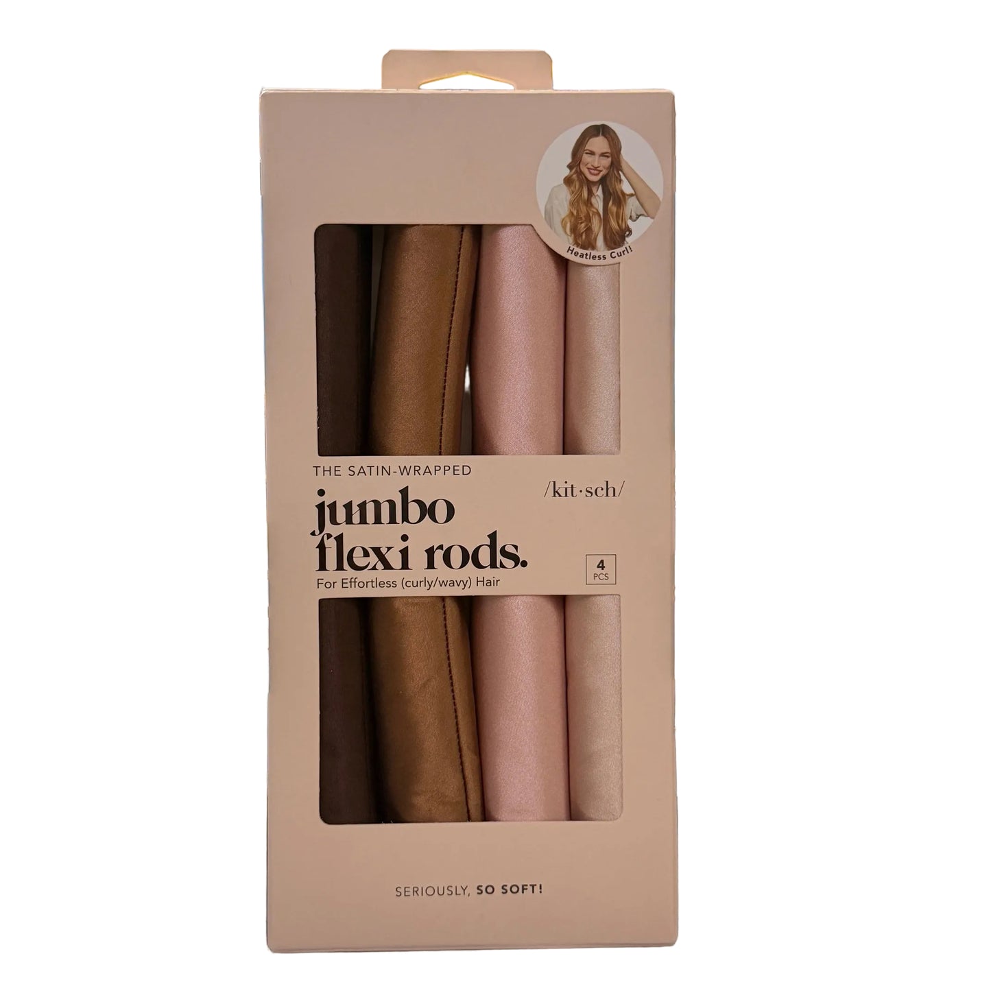 Kitsch Satin Jumbo Flexi Rods Hair Rollers - Rosewood - 4pk