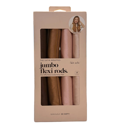 Kitsch Satin Jumbo Flexi Rods Hair Rollers - Rosewood - 4pk