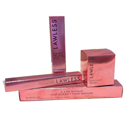 Lawless Beauty 4 piece Makeup Brush Set - Foundation, Bronzer, Buff, Concealer