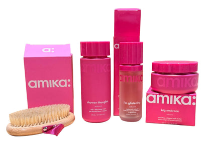 Amika Body Care - SET OF 4 - Body Brush, Shower Gel, Body Oil and Body Butter - NIB