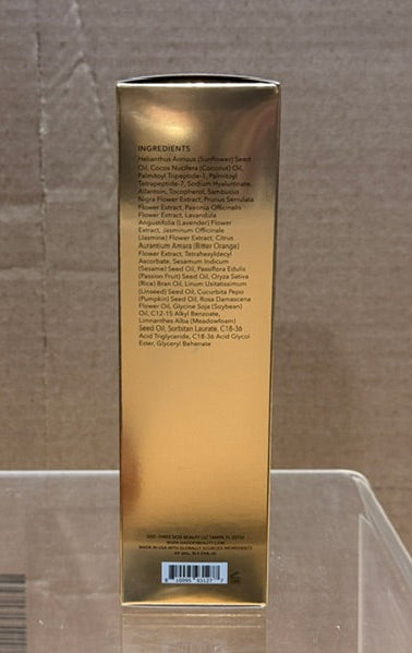 Back view of Nakery SkinInfusion Power-Blend Serum Elixir box displaying a list of ingredients.