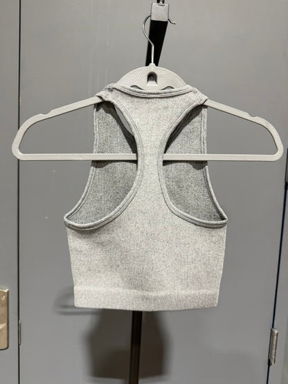 Zenana Racerback Crop Tank Top - Grey - 54017A