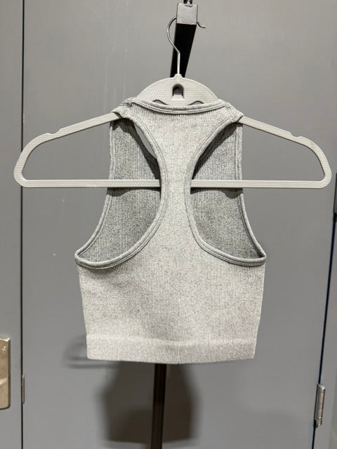 Zenana Racerback Crop Tank Top - Grey - 54017A