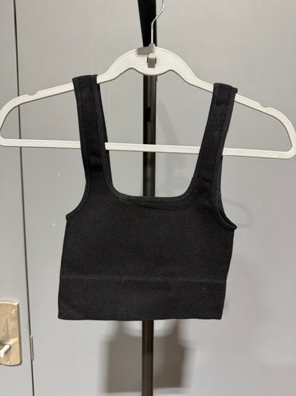 Zenana Ribbed Square Neck Brami - Black #54019A