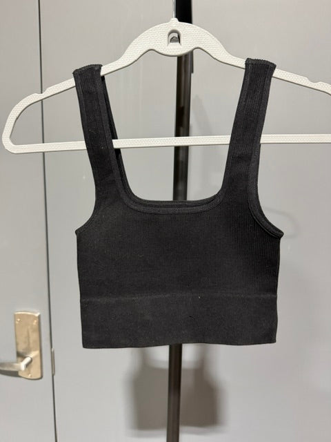 Zenana Ribbed Square Neck Brami - Black #54019A