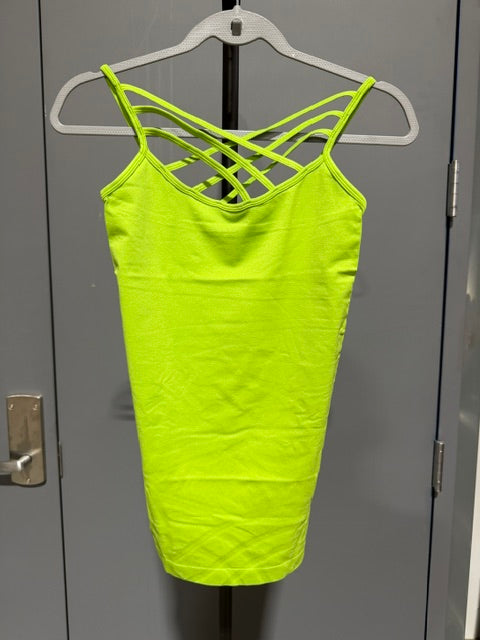 Zenana Criss Cross Stretch Tank Top, Lime Green, #6660AB