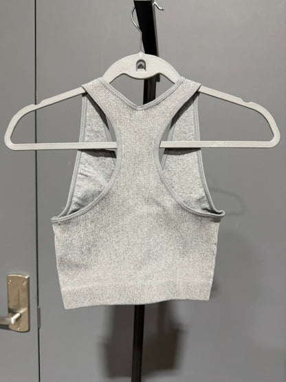 Zenana Ribbed Cropped Racerback Brami, Grey #6133A