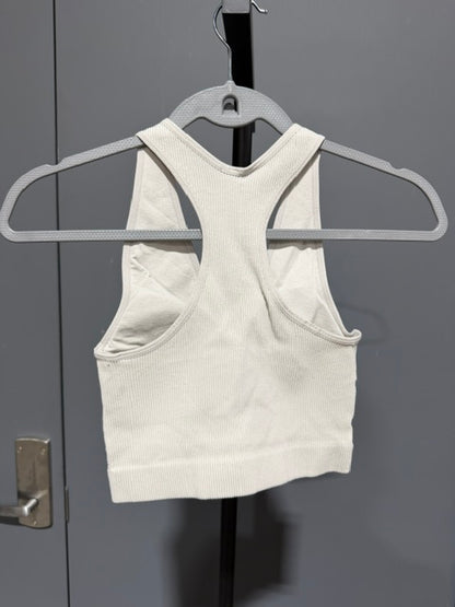 Zenana Ribbed Cropped Racerback Brami, Bone #6133A