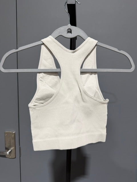 Zenana Ribbed Cropped Racerback Brami, Bone #6133A