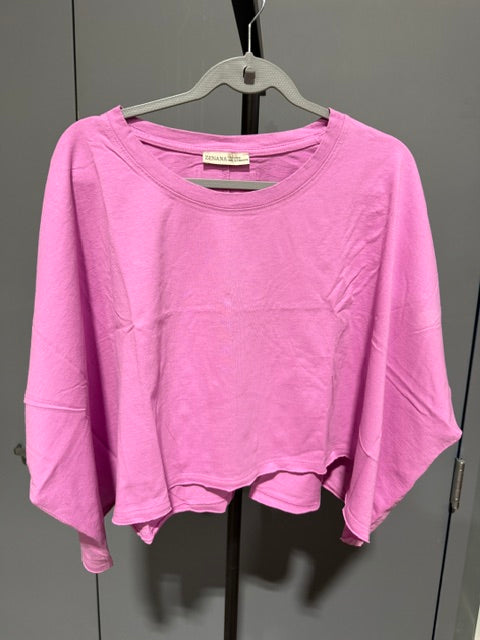 Zenana Boxy Crop Top Crew Neck CT-3440OS One Size