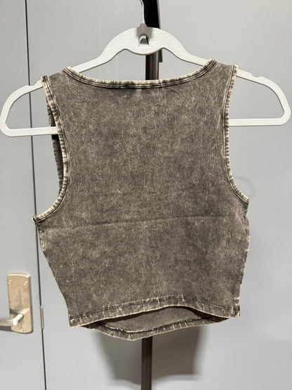 Zenana Square Neck Cropped Tank Top - Ash Black, CTW-3356Y
