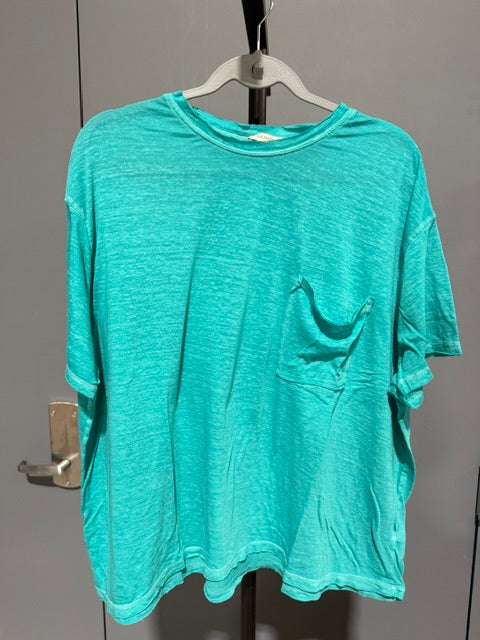 Zenana Pocket T-shirt, Turquoise, CTW-3144