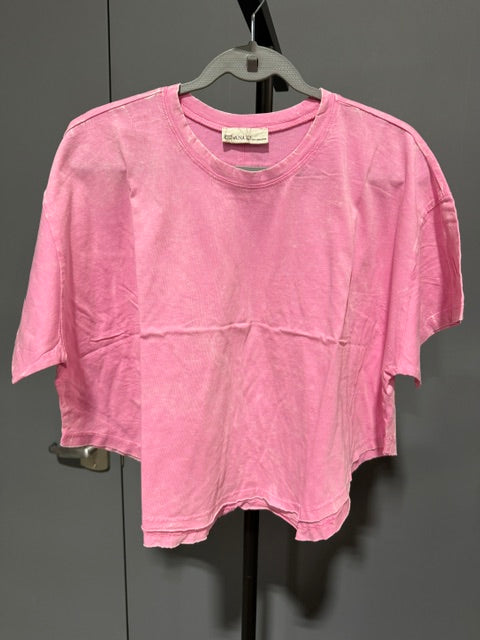 Zenana Cropped Short Sleeve, Candy Pink - T-Shirt, CTW-3353A5