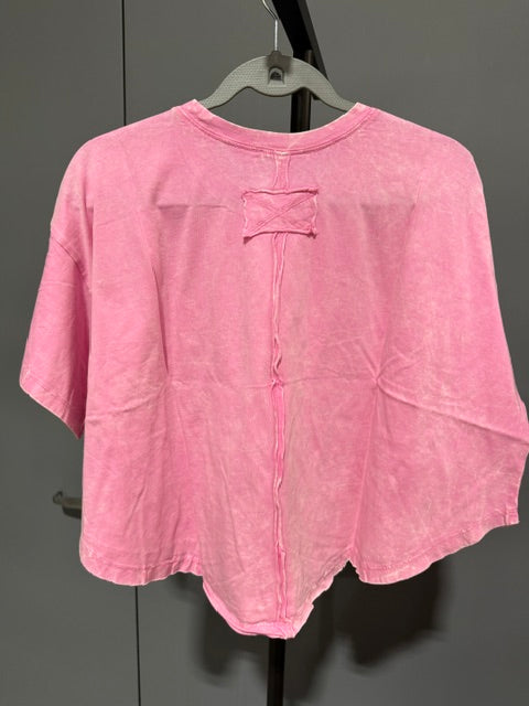 Zenana Cropped Short Sleeve, Candy Pink - T-Shirt, CTW-3353A5
