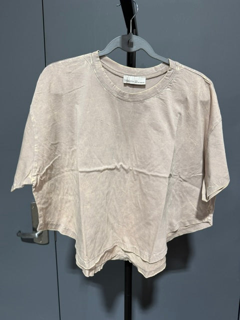 Zenana Cropped Short Sleeve, Ash Mocha- T-Shirt, CTW-3353A5