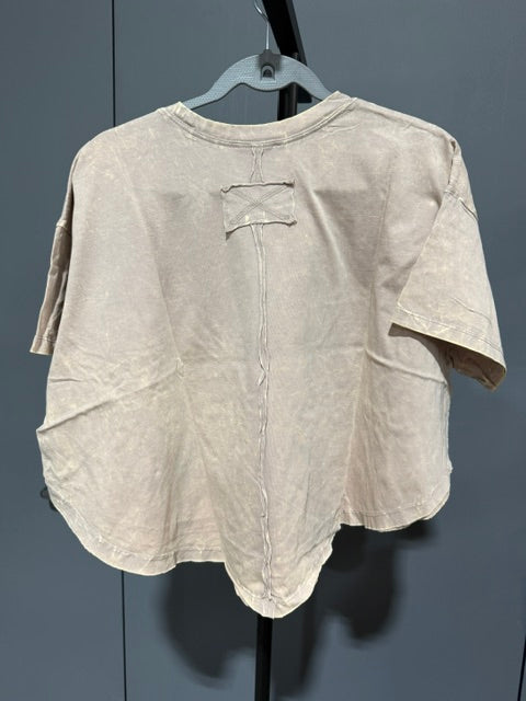 Zenana Cropped Short Sleeve, Ash Mocha- T-Shirt, CTW-3353A5