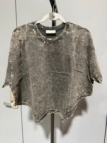 Zenana Cropped Short Sleeve, Ash Black - T-Shirt, CTW-3353A5