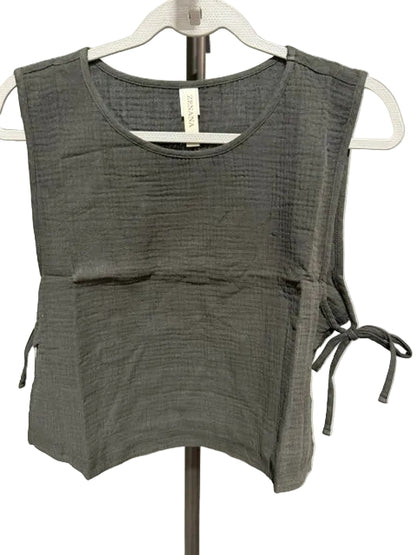 Zenana Sleeveless Side Tie Top, Black QT-7268Y