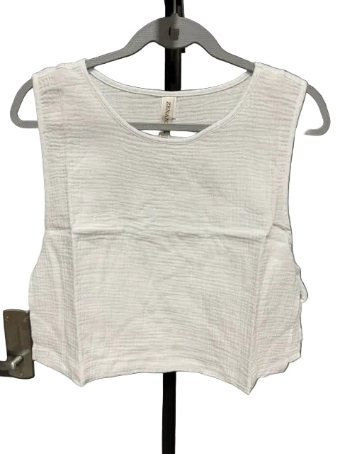 Zenana Sleeveless Side Tie Top, White QT-7268Y