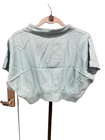 Zenana Washed Linen Wrap Crop Top in Dusty Teal -7171Y