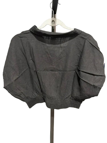 Zenana Washed Linen Wrap Crop Top in Black -7171Y