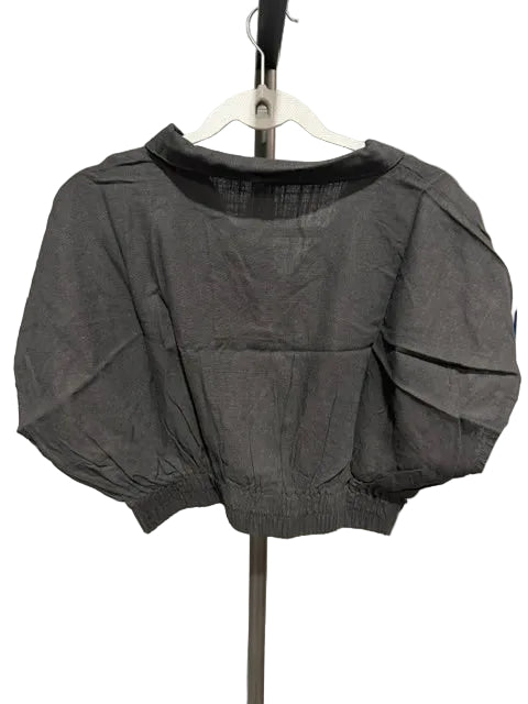 Zenana Washed Linen Wrap Crop Top in Black -7171Y