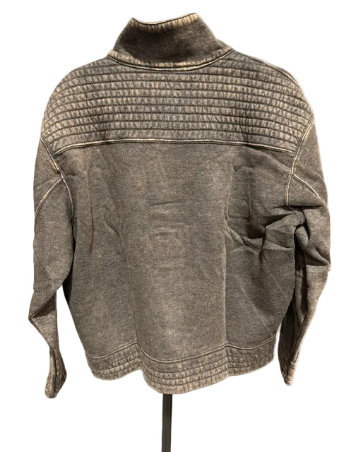 Zenana Mineral Wash Snap Neck Pullover - Ash Black - OTW-4326Y