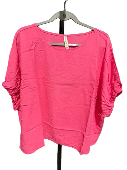 Zenana Dolman Sleeve Ruched Blouse Oversized Fuchsia QT-7294D4