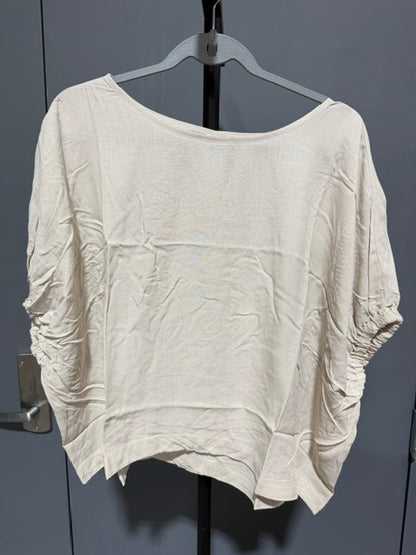 Zenana Dolman Sleeve Ruched Blouse Oversized Beige QT-7294D4