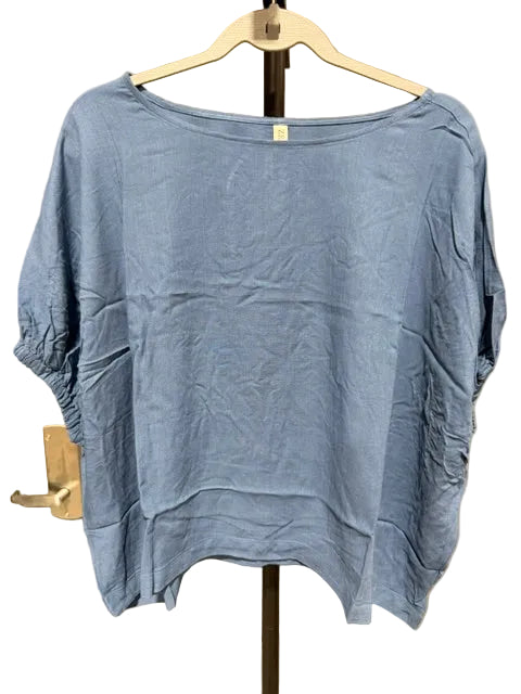 Zenana Dolman Sleeve Ruched Blouse Oversized Dusty Blue QT-7294D4