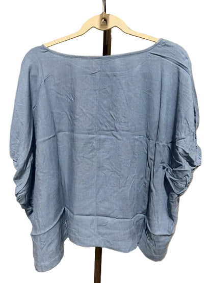 Zenana Dolman Sleeve Ruched Blouse Oversized Dusty Blue QT-7294D4