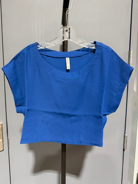 Zenana Woven Crop Tee & Skirt Set, Light Navy QTQS-7304A5
