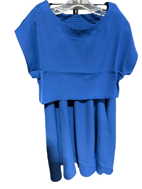 Zenana Woven Crop Tee & Skirt Set, Light Navy QTQS-7304A5